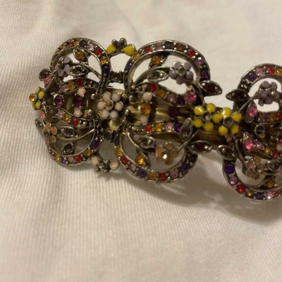 Vintage-style Inset Enamel and Stone Hairpiece